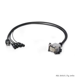 Multicore-Kabel AES / EBU, DMX & Power | 01/00 | 1x XLR 3-pol male HICON + Schuko-Stecker | Multipinbuchse | Scuba + Rubberflex | 1,00m