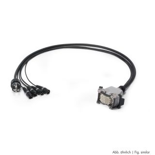 Multicore-Kabel AES / EBU, DMX & Power | 01/00 | 1x XLR 3-pol male HICON + Schuko-Stecker | Multipinbuchse | Scuba + Rubberflex | 1,00m