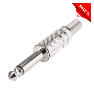 Klinke (6,3mm)  Metall-Löttechnik-Stecker, gerade, chromfarben