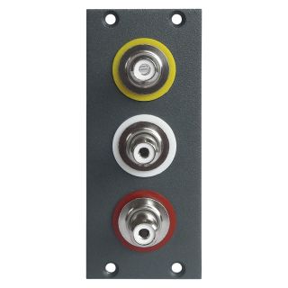 Steckverbinder-Modul 3 x Cinch / RCA female Patch A/V, 2 HE, 1 BE fr SYS-Gehuseserien, Farbe: anthrazit, RAL 7016 | SYCFB21-C3A-P