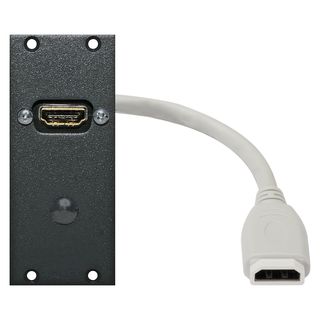 Steckverbinder-Modul HDMI female -> 0,15m Kabel HDMI female, 2 HE, 1 BE fr SYS-Gehuseserien, Farbe: anthrazit, RAL 7016 | SYCFB21-HD-C