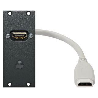 Steckverbinder-Modul HDMI female -> 0,15m Kabel HDMI female, 2 HE, 1 BE für SYS-Gehäuseserien, Farbe: anthrazit, RAL 7016 | SYCFB21-HD-C
