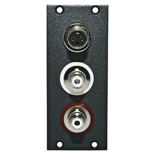 Steckverbinder-Modul S-Video + 2 x Cinch / RCA female Patch A/V, 2 HE, 1 BE fr SYS-Gehuseserien, Farbe: anthrazit, RAL 7016 | SYCFB21-SVC2-P
