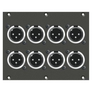 Steckverbinder-Modul 8 x XLR male, 2 HE, 3 BE für SYS-Gehäuseserien, Farbe: anthrazit, RAL 7016