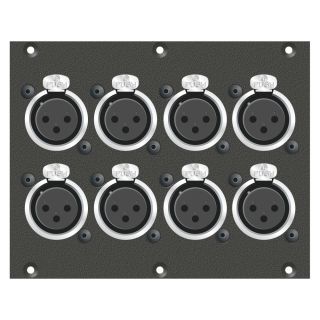Steckverbinder-Modul 8 x XLR female, 2 HE, 3 BE für SYS-Gehäuseserien, Farbe: anthrazit, RAL 7016