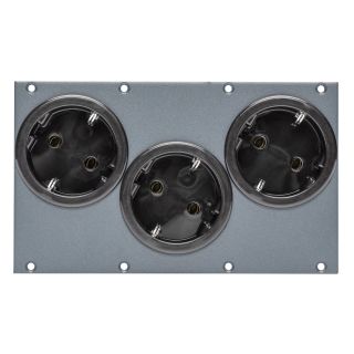 Steckverbinderrmodul 3 x Schuko female SNAP-In, 2 HE, 4 BE für SYS-Gehäuseserien, Farbe: anthrazit, RAL 7016 | SYCFB24-3SCHU