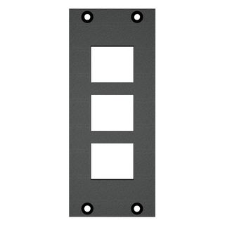Frontblech 3 x Ausschnitt fr Clip-In-Module (Keystone), 2 HE, 1 BE fr SYS-Gehuseserien, verzinktes Stahlblech, Farbe: anthrazit, RAL 7016