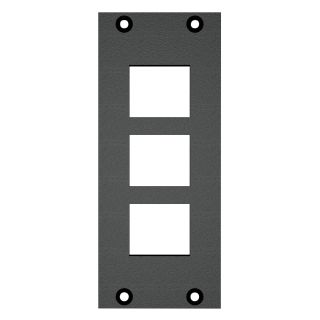 Frontblech 3 x Ausschnitt für Clip-In-Module (Keystone), 2 HE, 1 BE für SYS-Gehäuseserien, verzinktes Stahlblech, Farbe: anthrazit, RAL 7016