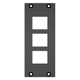 Frontblech 3 x Ausschnitt fr Clip-In-Module (Keystone), 2 HE, 1 BE fr SYS-Gehuseserien, verzinktes Stahlblech, Farbe: anthrazit, RAL 7016