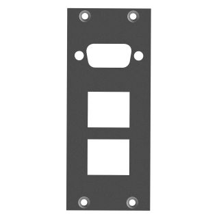 Frontblech 1 x SUB-D09 oder HDMI + 2 x Keystone 90 gedreht, 2 HE, 1 BE fr SYS-Gehuseserien, 2,5 mm verzinktes Stahlblech, Farbe: anthrazit, RAL 7016