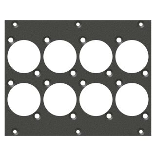Frontblech 8 x D-Loch, 2 HE, 3 BE für SYS-Gehäuseserien, verzinktes Stahlblech, Farbe: anthrazit, RAL 7016