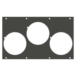 Frontblech 3 x Schuko-SNAP-In-Loch, 2 HE, 4 BE für SYS-Gehäuseserien, verzinktes Stahlblech, Farbe: anthrazit, RAL 7016
