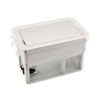 SYSFRAME Tischeinbaurahmen und Tischanschlussfeld mit Deckel für jeweils 3 SYSWALL45-Module ; Tiefe: 112 mm, Farbe: silber