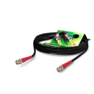 Video-Patchkabel HD-SDI (HDTV) SC-Vector 0.8/3.7, 1  x  0.80 mm² | BNC / BNC, HICON | 10,00m | schwarz | rot