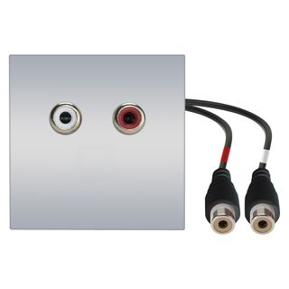 Anschluss-Modul 2 x RCA Audio rot / wei fem. ?> 0,30 m Kabelpeitsche 2 x RCA Audio rot / wei fem., Baugre: 45x45 mm, Kunststoff, Farbe: alusilber | W45KSCP-C2A-C