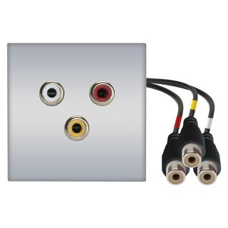 Anschluss-Modul 3 x RCA A/V gelb / rot / wei fem. ?> 0,30 m Kabelpeitsche 3 x RCA A/V gelb / rot / wei fem., Baugre: 45x45 mm, Kunststoff, Farbe: alusilber | W45KSCP-C3A-C