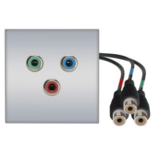 Anschluss-Modul 3 x RCA YUV rot/grn/blau fem. ?> 0,30 m Kabelpeitsche 3 x RCA YUV rot/grn/blau fem., Baugre: 45x45 mm, Kunststoff, Farbe: alusilber | W45KSCP-C3Y-C