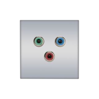 Anschluss-Modul 3 x RCA YUV rot / grün / blau fem. —> Schraubklemme, Baugröße: 45x45 mm, Kunststoff, Farbe: alusilber | W45KSCP-C3Y-S