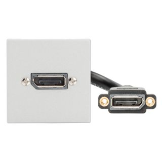 Anschluss-Modul Displayport fem. ?>  Displayport-Einbau fem. 0,15 m, Baugre: 45x45 mm, Kunststoff, Farbe: alusilber | W45KSCP-DP-C