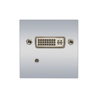 Anschluss-Modul DVI fem. + 3,5 mm Stereoklinke fem. —> Schraubklemme, Baugröße: 45x45 mm, Kunststoff, Farbe: alusilber | W45KSCP-DVI-S