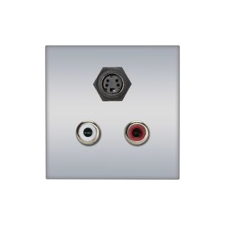 Anschluss-Modul S-Video + 2 RCA Audio rot / wei fem. ?> Schraubklemme, Baugre: 45x45 mm, Kunststoff, Farbe: alusilber | W45KSCP-SV-S