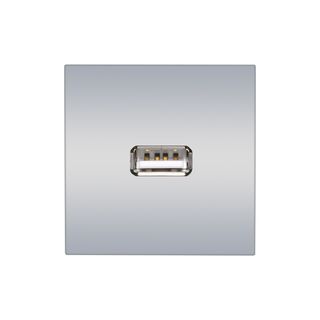 Anschluss-Modul USB-A fem. ?> Schraubklemme, Baugre: 45x45 mm, Kunststoff, Farbe: alusilber | W45KSCP-USB-S