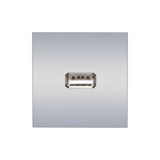 Anschluss-Modul USB-A fem. ?> Schraubklemme, Baugre: 45x45 mm, Kunststoff, Farbe: alusilber | W45KSCP-USB-S