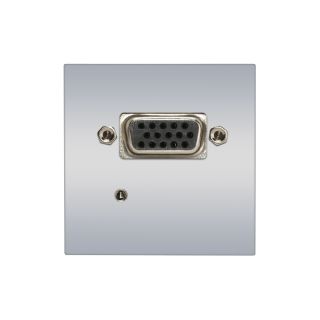 Anschluss-Modul VGA fem. + 3,5 mm Stereoklinke fem. —> Schraubklemme, 3 + 15-pol vollbelegt, Baugröße: 45x45 mm, Kunststoff, Farbe: alusilber | W45KSCP-VGA-S