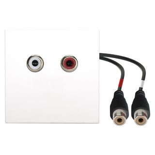Anschluss-Modul 2 x RCA Audio rot / wei fem. ?> 0,30 m Kabelpeitsche 2 x RCA Audio rot / wei fem., Baugre: 45x45 mm, Kunststoff, Farbe: reinwei | W45KWCP-C2A-C