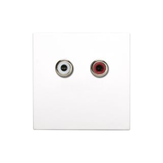 Anschluss-Modul 2 x RCA Audio rot / weiß fem. —> Schraubklemme, Baugröße: 45x45 mm, Kunststoff, Farbe: reinweiß | W45KWCP-C2A-S