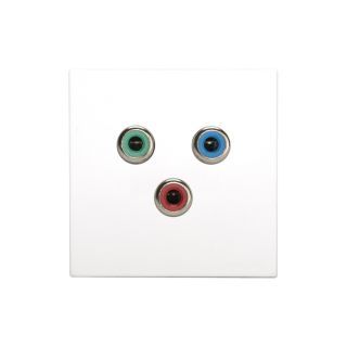 Anschluss-Modul 3 x RCA YUV rot / grün / blau fem. —> Schraubklemme, Baugröße: 45x45 mm, Kunststoff, Farbe: reinweiß | W45KWCP-C3Y-S