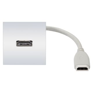 Anschluss-Modul HDMI fem. ?> 0,20 m Kabelpeitsche HDMI fem., Baugre: 45x45 mm, Kunststoff, Farbe: wei | W45KWCP-HD-C