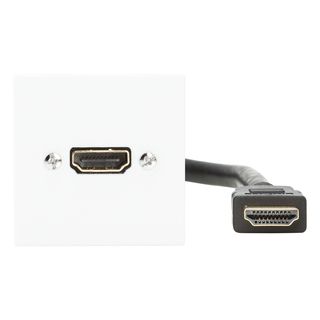 Anschluss-Modul HDMI fem. ?> Kabelpeitsche HDMI male 0,30 m, Baugre: 45x45 mm, Kunststoff, Farbe: reinweiss, RAL 9010 | W45KWCP-HD-CL