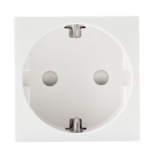 Schukosteckdose 1-fach , Baugröße: 45x45 mm, Kunststoff, Farbe: reinweiß | W45KW-SK-1