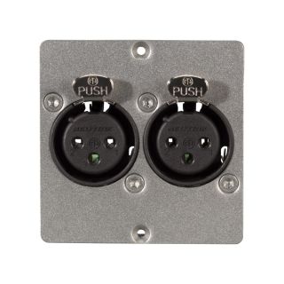 Anschluss-Modul 2 x XLR fem. —> Schraubklemme, Baugröße: 50x50 mm, Edelstahl, Farbe: Edelstahl | W50M-CP-2XF-S