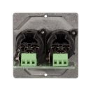 Anschluss-Modul 2 x XLR fem. —> Schraubklemme, Baugröße: 50x50 mm, Edelstahl, Farbe: Edelstahl | W50M-CP-2XF-S