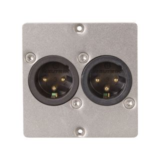 Anschluss-Modul 2 x XLR male ?> Schraubklemme, Baugre: 50x50 mm, Edelstahl, Farbe: Edelstahl | W50M-CP-2XM-S