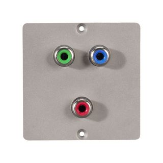 Anschluss-Modul 3 x RCA YUV rot / grn / blau fem. ?> Schraubklemme, Baugre: 50x50 mm, Edelstahl, Farbe: Edelstahl | W50M-CP-C3Y-S