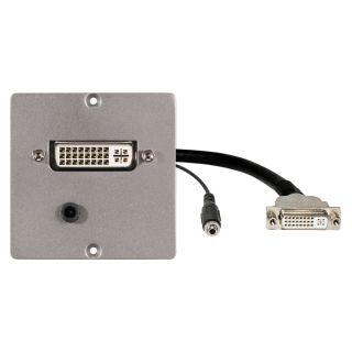 Anschluss-Modul DVI fem. —> 0,15 m Kabelpeitsche DVI fem. + 3,5 mm Stereoklinke fem. —> 0,15 m Kabelpeitsche 3,5 mm Stereoklinke fem., Baugröße: 50x50 mm, Edelstahl, Farbe: Edelstahl | W50M-CP-DVI-C3