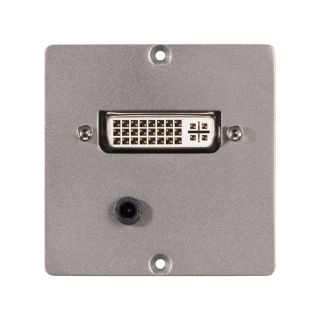 Anschluss-Modul DVI fem. + 3,5 mm Stereoklinke fem. —> Schraubklemme, Baugröße: 50x50 mm, Edelstahl, Farbe: Edelstahl | W50M-CP-DVI-S