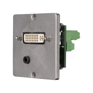 Anschluss-Modul DVI fem. + 3,5 mm Stereoklinke fem. ?> Schraubklemme, Baugre: 50x50 mm, Edelstahl, Farbe: Edelstahl | W50M-CP-DVI-S