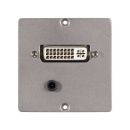 Anschluss-Modul DVI fem. + 3,5 mm Stereoklinke fem. —> Schraubklemme, Baugröße: 50x50 mm, Edelstahl, Farbe: Edelstahl | W50M-CP-DVI-S
