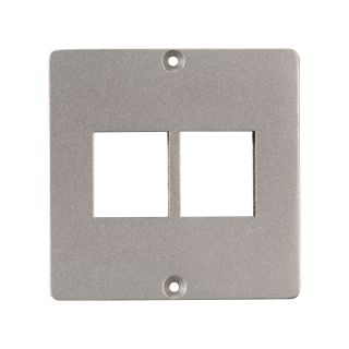 Modul mit 2 x Keystone-Ausschnitt unbestckt, 2 x plan-versenkte Keystone-Ausschnitte, Baugre: 50x50 mm, Edelstahl, Farbe: Edelstahl | W50M-FP-2KST