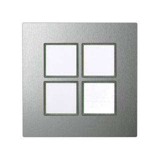 Modul mit 4-fach RJ11 Tastermodul 4f.Tastermodul, RJ11, mit LED-Beleuchtung (blau), Baugröße: 50x50 mm, Kunststoff, Farbe: alusilber | W50M-AP-RJ11