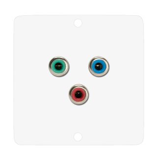 Anschluss-Modul 3 x RCA YUV rot / grn / blau fem. ?> Schraubklemme, Baugre: 50x50 mm, Edelstahl, Farbe: reinwei | W50W-CP-C3Y-S