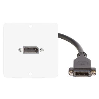 Anschluss-Modul Displayport fem. —> Displayport-Einbau fem. 0,15 m, Baugröße: 50x50 mm, Edelstahl, Farbe: reinweiß | W50W-CP-DP-C