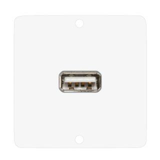Anschluss-Modul USB-A fem. —> Schraubklemme, Baugröße: 50x50 mm, Edelstahl, Farbe: reinweiß | W50W-CP-USB-S