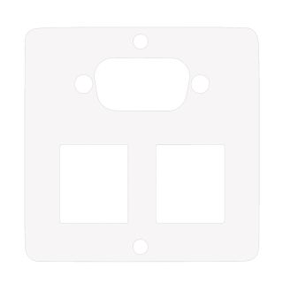 Modul mit 2 x Keystone + VGA-Ausschnitt unbestückt, VGA mit 2 x plan-versenkte Keystone-Ausschnitten, Baugröße: 50x50 mm, Edelstahl, Farbe: reinweiß | W50W-FP-2KST-VGA