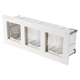 Unterputzdose + Schalterrahmen, Unterputzdose + Schalterrahmen für Flachmontage, 4-fach, Breite: 150 mm, Höhe: 50 mm, reinweiss