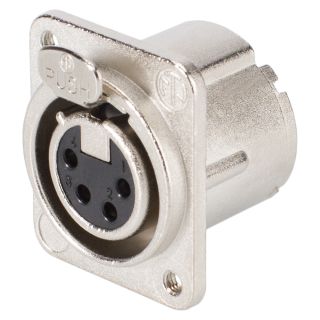 NEUTRIK® XLR, 4-pol , Metall-, Löttechnik-Einbaubuchse, versilberte(r) Kontakt(e), Type D M3, nickelfarben